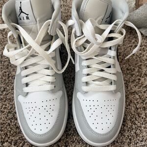 Air Jordan High-Top Sneakers in Gray and White